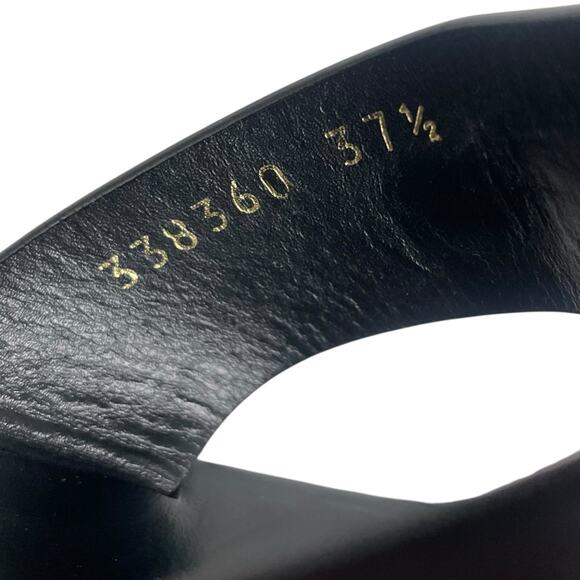 Gucci Horsebit Calf Leather Thong Sandal Slide Black Silver Size 37.5 - Picture 10 of 11